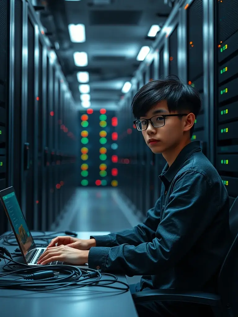 A student debugging backend code, working with server-side logic, databases, and APIs, highlighting the robust and scalable nature of the backend development curriculum.